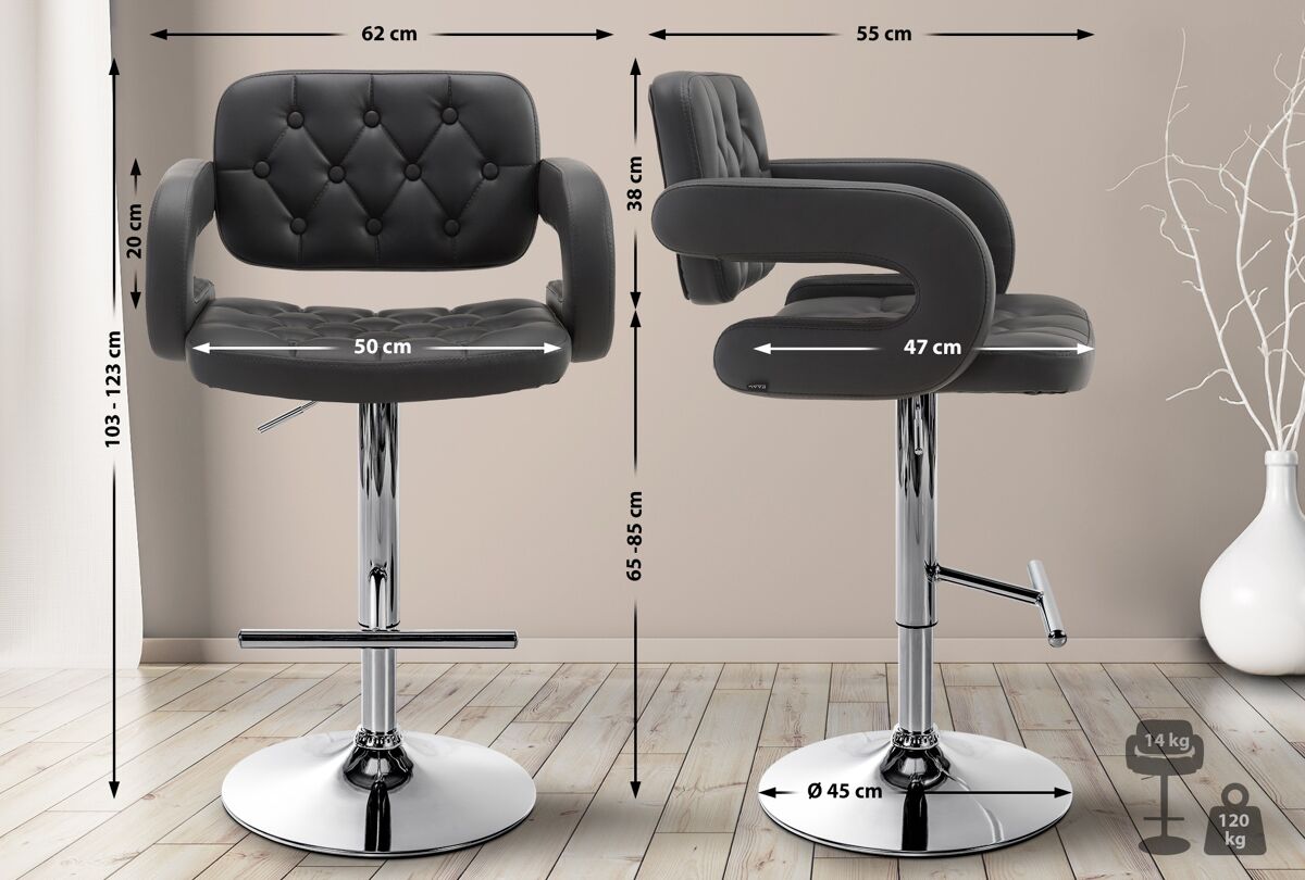 Taburete dublin de cuero sintético 62x103x55 cm