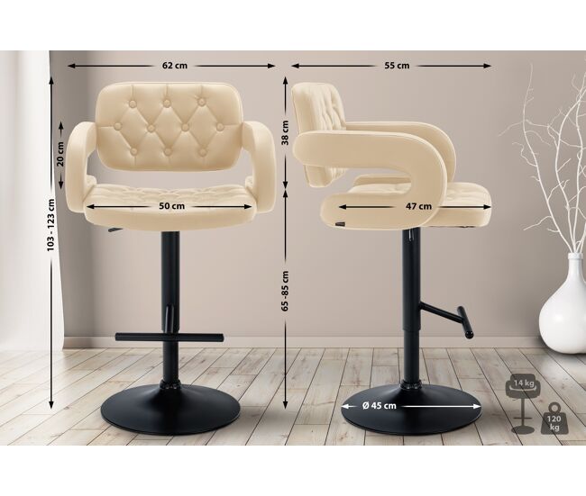 Taburete dublin de cuero sintético 62x123x55 cm