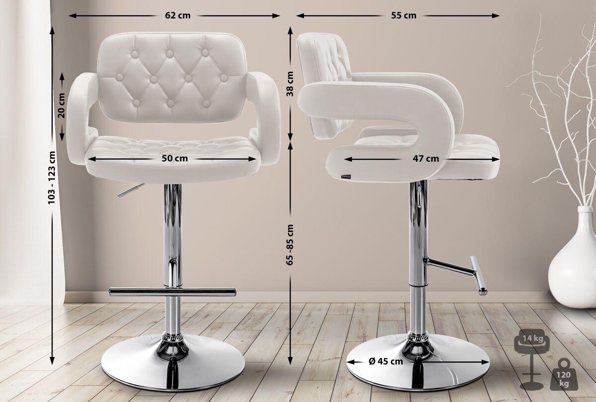 Taburete dublin de cuero sintético 62x103x55 cm