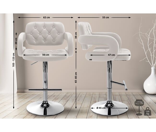 Taburete dublin de cuero sintético 62x103x55 cm