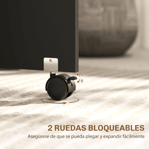 HOMCOM Mesa de Cozinha Dobrável Mesa de Madeira com 2 Prateleiras de Armazenamento e Laterais Dobráveis Estilo Moderno para Sala de Estar 75x140x74 cm Preto