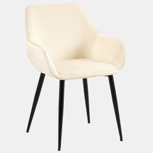 Silla de comedor Vessa Terciopelo Crema 63X52X82 cm