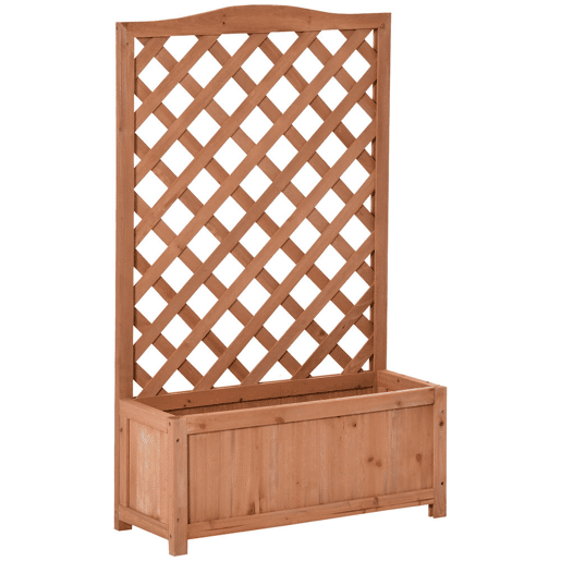Outsunny Floreira com Treliça de Madeira Caixa de Plantio com Suporte para Plantas Trepadeiras para Cultivo de Plantas Flores Terraço Jardim Exterior 70x28x117 cm Madeira