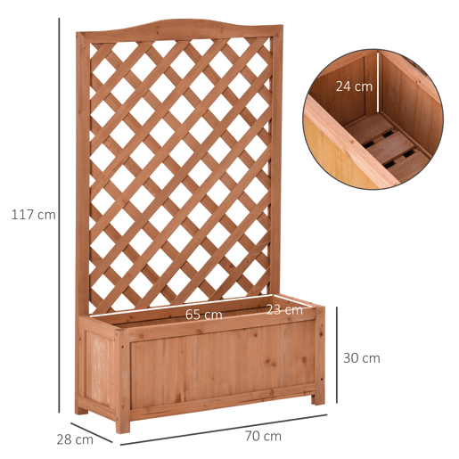 Outsunny Floreira com Treliça de Madeira Caixa de Plantio com Suporte para Plantas Trepadeiras para Cultivo de Plantas Flores Terraço Jardim Exterior 70x28x117 cm Madeira