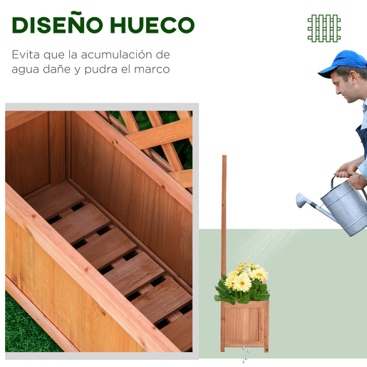 Outsunny Floreira com Treliça de Madeira Caixa de Plantio com Suporte para Plantas Trepadeiras para Cultivo de Plantas Flores Terraço Jardim Exterior 70x28x117 cm Madeira