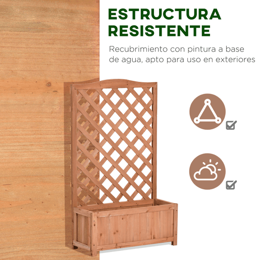 Outsunny Floreira com Treliça de Madeira Caixa de Plantio com Suporte para Plantas Trepadeiras para Cultivo de Plantas Flores Terraço Jardim Exterior 70x28x117 cm Madeira