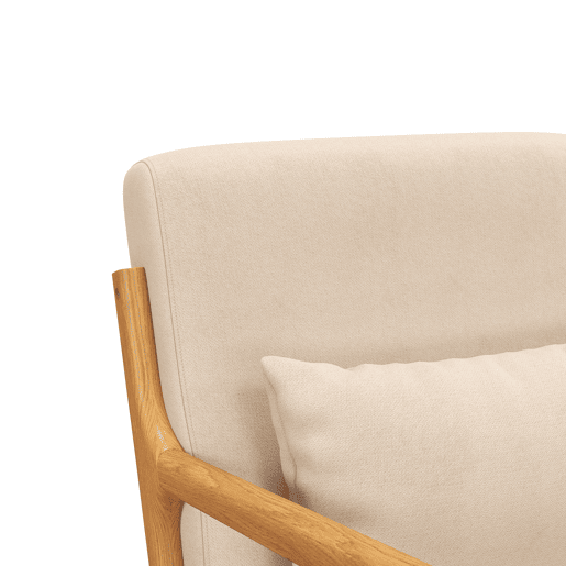 HOMCOM Poltrona Sala de Estar Nórdica Poltrona Individual Acolchoada com Apoio para os Braços e Estrutura de Madeira de Borracha para Dormitório Carga 120 kg 61x78x76 cm Bege