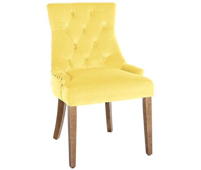 Silla de comedor aberdeen en terciopelo amarillo 58x55x92 cm
