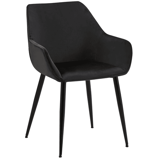 Silla de comedor Vessa Terciopelo Negro 63X52X82 cm