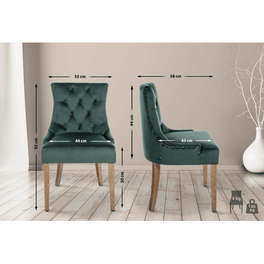 Silla De Comedor Aberdeen En Terciopelo Verde oscuro 58X55X92 cm