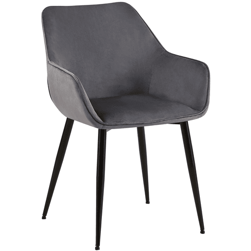 Silla de comedor Vessa Terciopelo Gris oscuro 63X52X82 cm