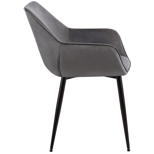 Silla de comedor Vessa Terciopelo Gris oscuro 63X52X82 cm
