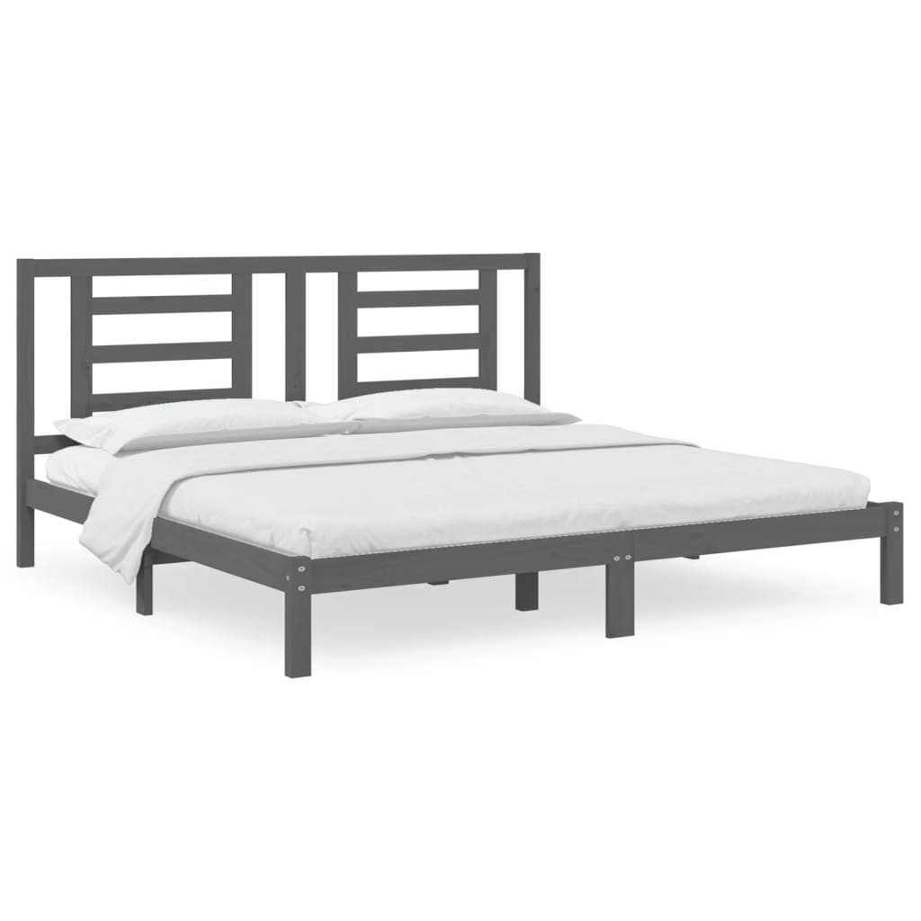 estructura de cama de madera maciza de pino gris 200x200 cm
