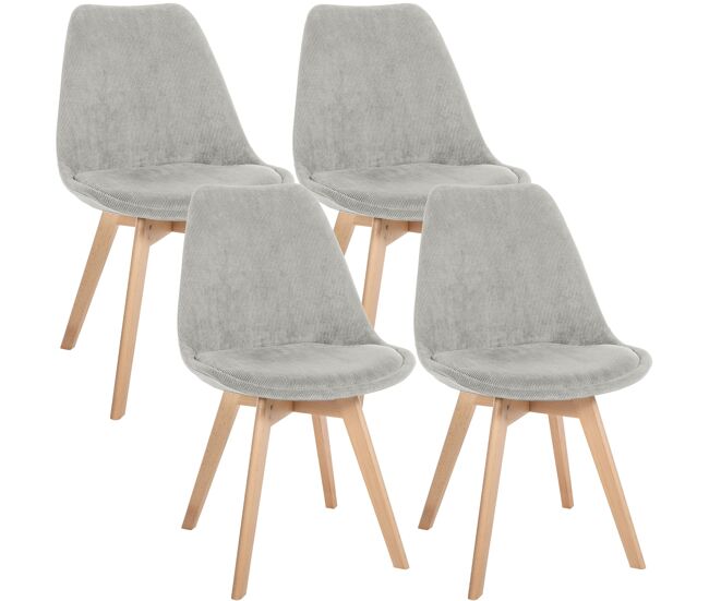 Juego de 4 sillas de comedor linares pana gris 50x49x83 cm