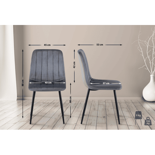 Silla De Comedor Dijon Terciopelo Gris oscuro 53X45X88 cm