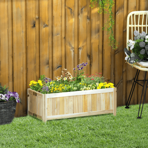 Outsunny Floreira de Madeira Dobrável Horta para Jardim com 4 Pés para Cultivos de Verduras Flores Pátio Varanda Exterior 70x30x25 cm Madeira