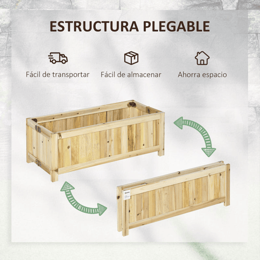 Outsunny Floreira de Madeira Dobrável Horta para Jardim com 4 Pés para Cultivos de Verduras Flores Pátio Varanda Exterior 70x30x25 cm Madeira