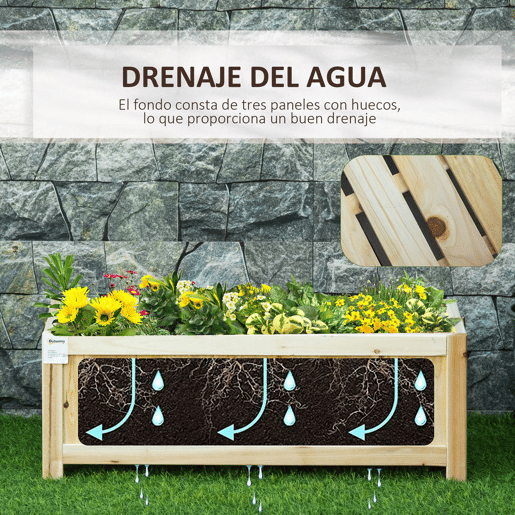 Outsunny Floreira de Madeira Dobrável Horta para Jardim com 4 Pés para Cultivos de Verduras Flores Pátio Varanda Exterior 70x30x25 cm Madeira