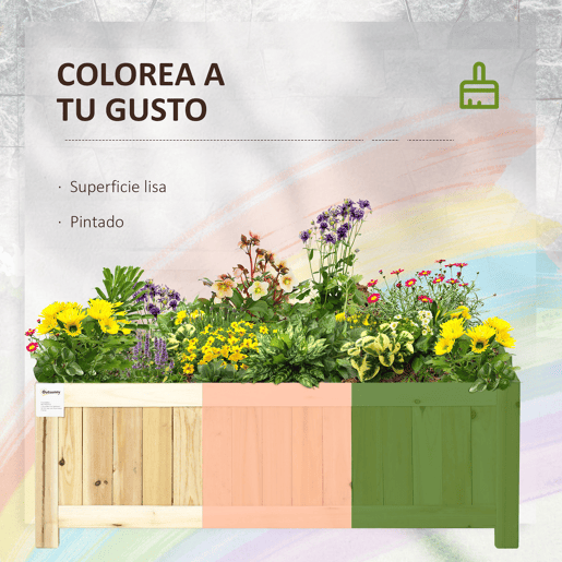 Outsunny Floreira de Madeira Dobrável Horta para Jardim com 4 Pés para Cultivos de Verduras Flores Pátio Varanda Exterior 70x30x25 cm Madeira