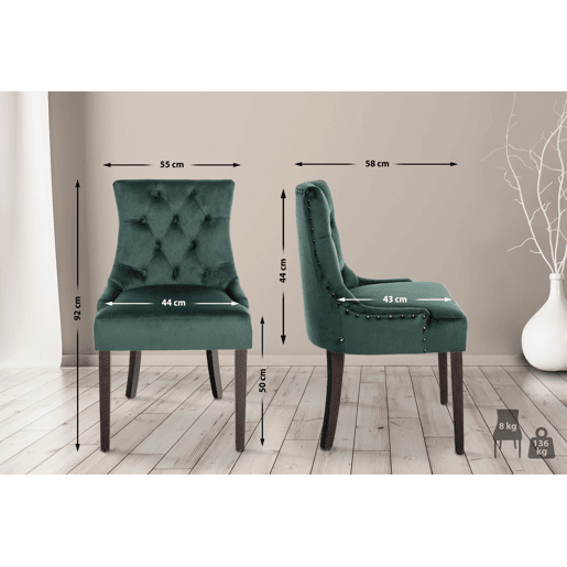 Silla De Comedor Aberdeen En Terciopelo Verde oscuro 58X55X92 cm