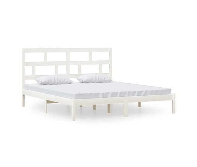 Estructura de cama de madera maciza blanca 180x200 cm