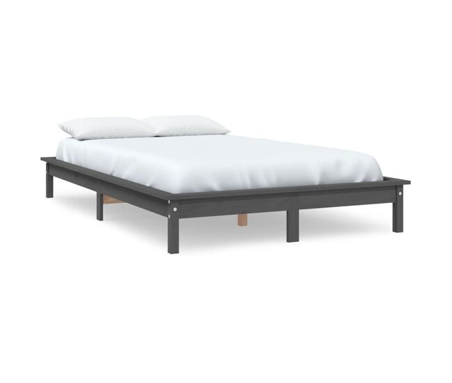 Estructura de cama de madera maciza de pino gris 160x200 cm