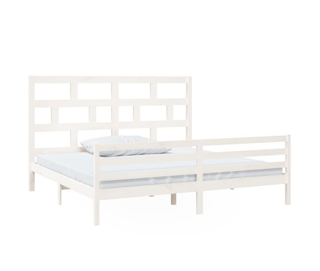Estructura de cama madera maciza de pino blanca 200x200 cm