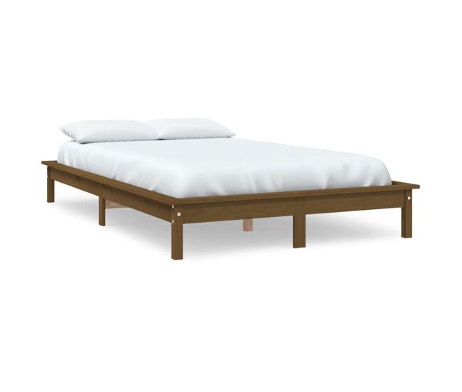 Estructura de cama madera maciza pino marrón miel 140x190 cm