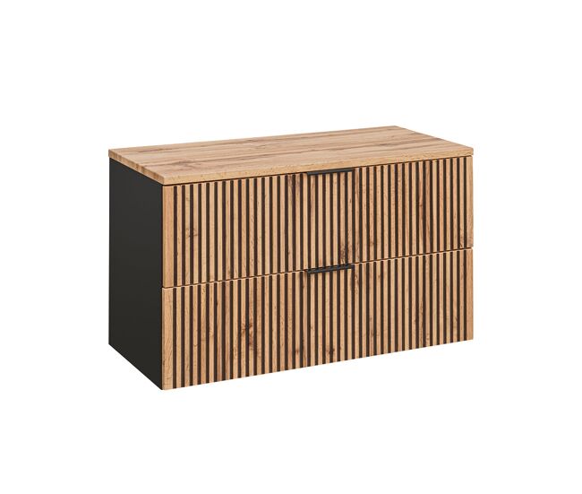 Mueble bajo lavabo 100cm encimera gaia madera y negro