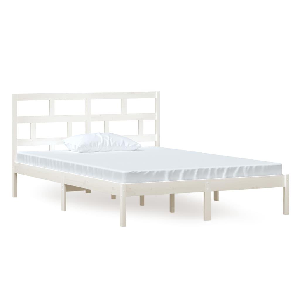 Estructura de cama de madera maciza de pino blanco 140x200 cm
