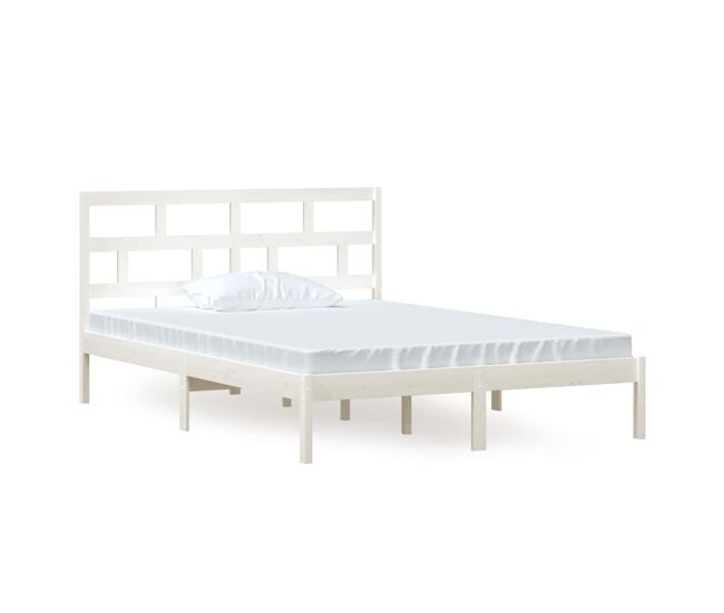 Estructura de cama de madera maciza de pino blanco 140x200 cm