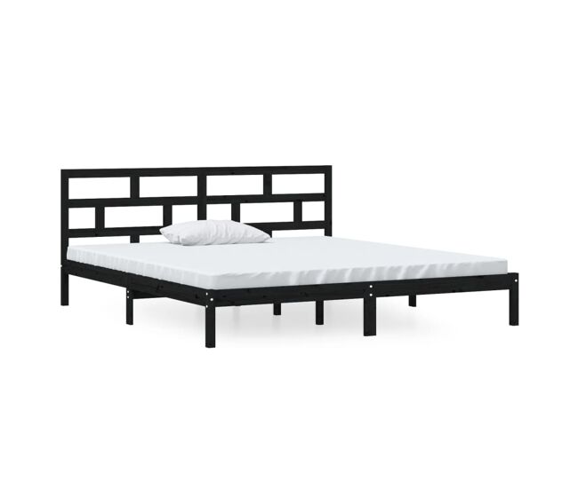 Estructura de cama de madera maciza de pino negro 140x190 cm