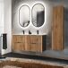 Conjunto mueble doble lavabo encastrado y columna Gaia Conjunto mueble doble lavabo encastrado y columna Gaia Madera
