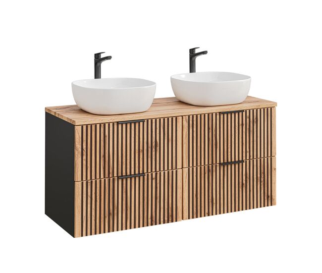 Mueble doble lavabo 120cm gaia madera y negro