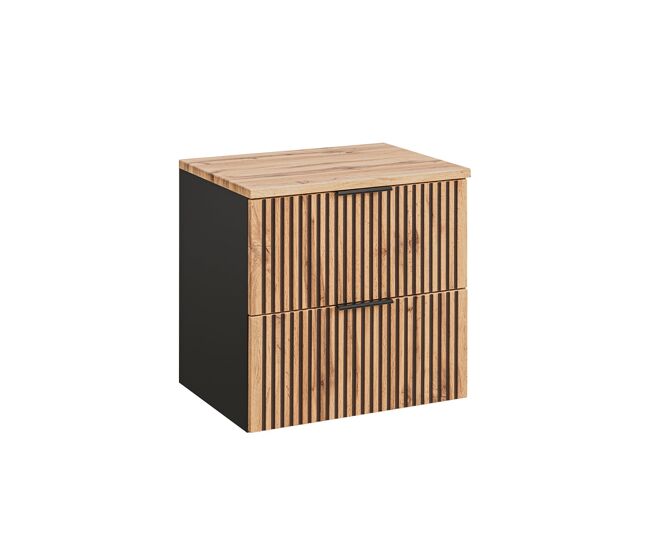 Mueble bajo lavabo 60cm encimera gaia madera y negro