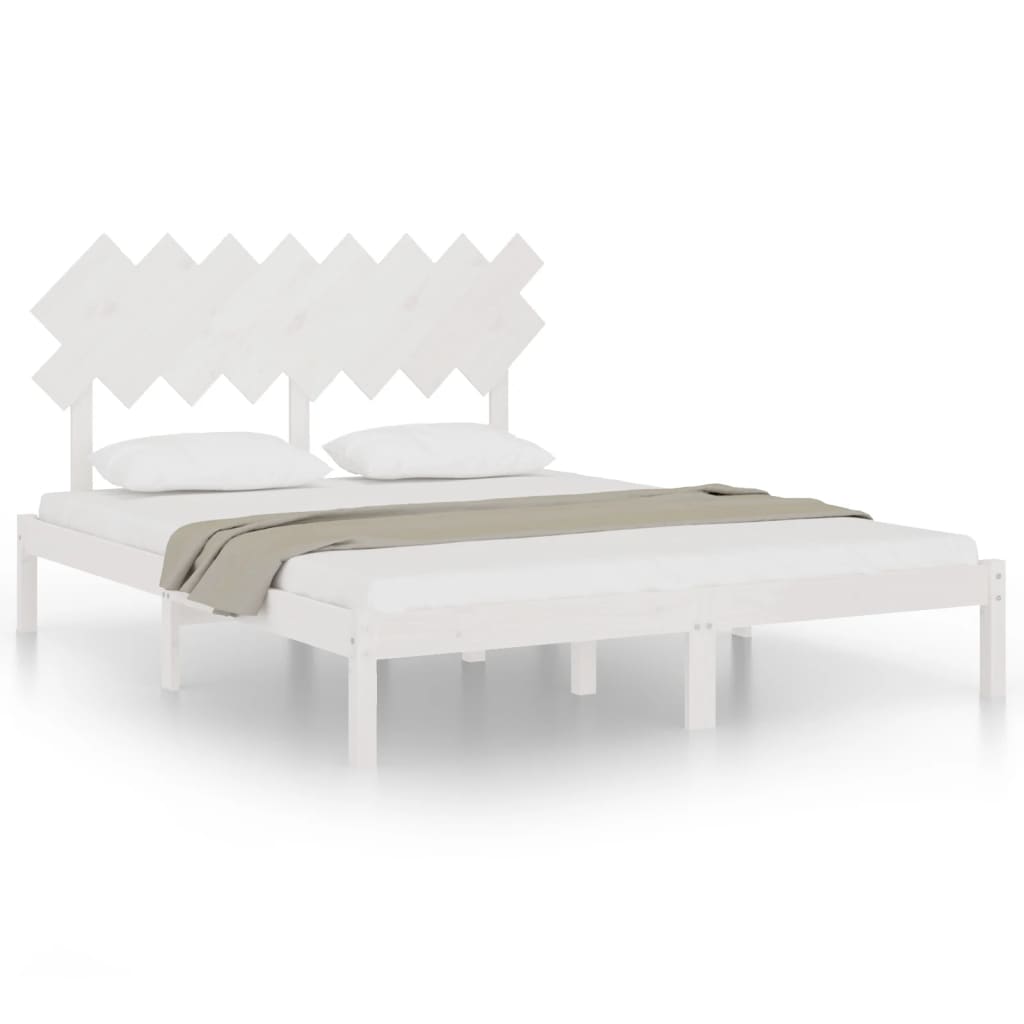 Estructura de cama de madera maciza de pino blanca 160x200 cm