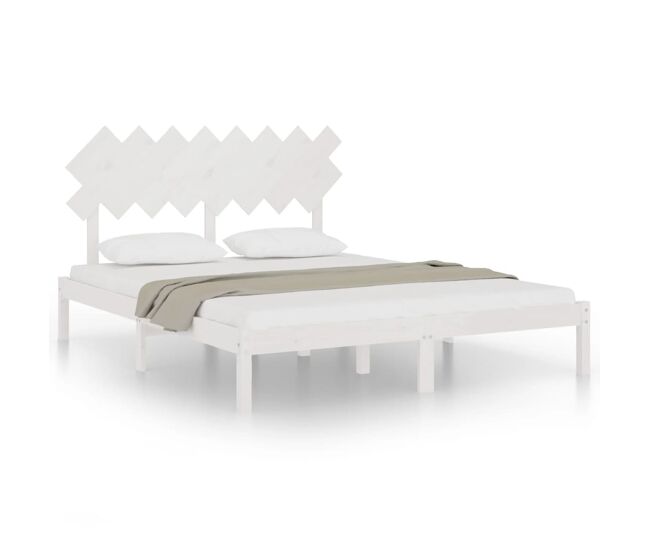 Estructura de cama de madera maciza de pino blanca 160x200 cm