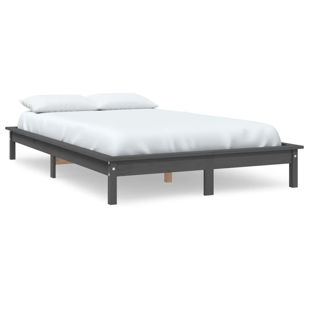 Estructura de cama madera maciza de pino gris 120x190 cm