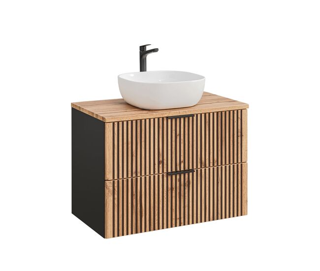Mueble lavabo individual 80cm Gaia Madera y Negro