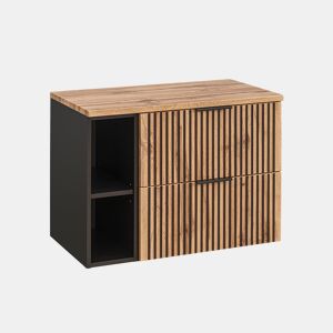 Móvel sob-lavatório 80cm 2 nichos Gaia Madeira e Preto