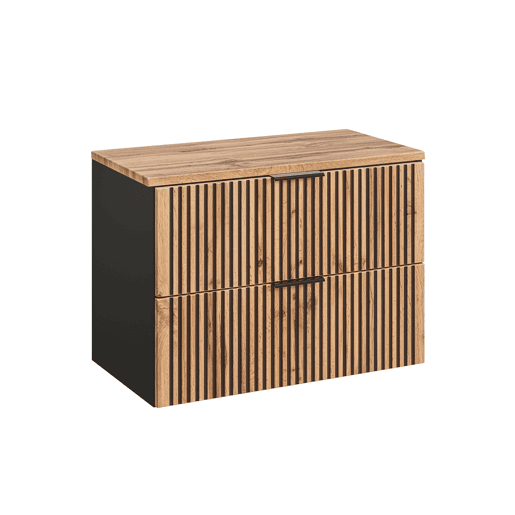 Móvel sob-lavatório 80cm plano de toilette Gaia Madeira e Preto