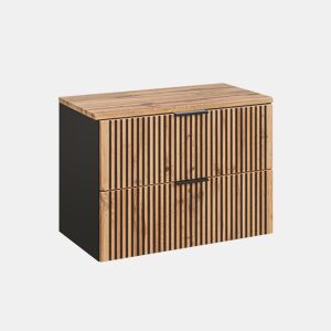 Móvel sob-lavatório 80cm plano de toilette Gaia Madeira e Preto