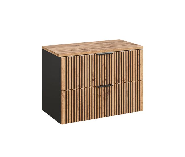 Mueble bajo lavabo 80cm encimera gaia madera y negro