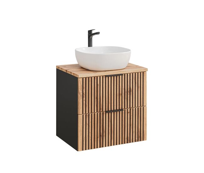 Mueble lavabo individual 60cm gaia madera y negro
