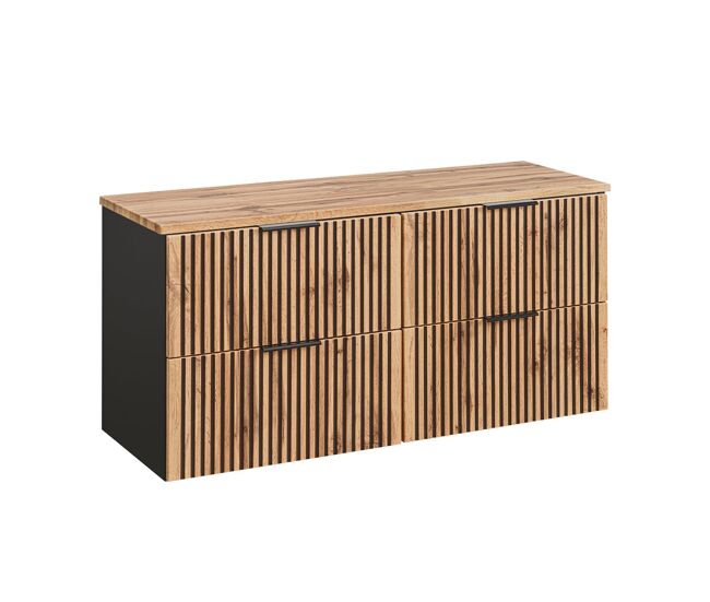 Mueble bajo lavabo 120cm encimera gaia madera y negro