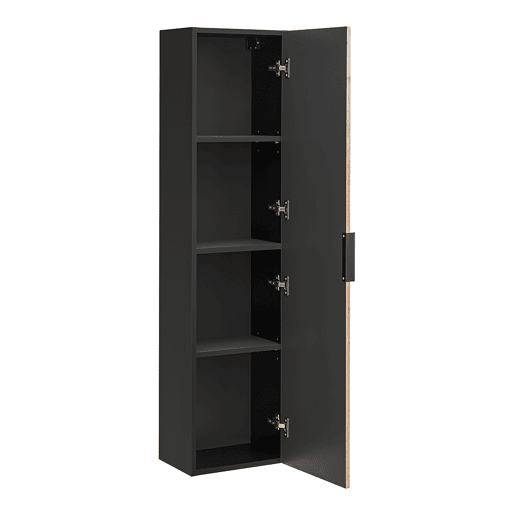 Conjunto Móvel Lavatório Individual 80cm e Coluna Gaia Madeira e Preto