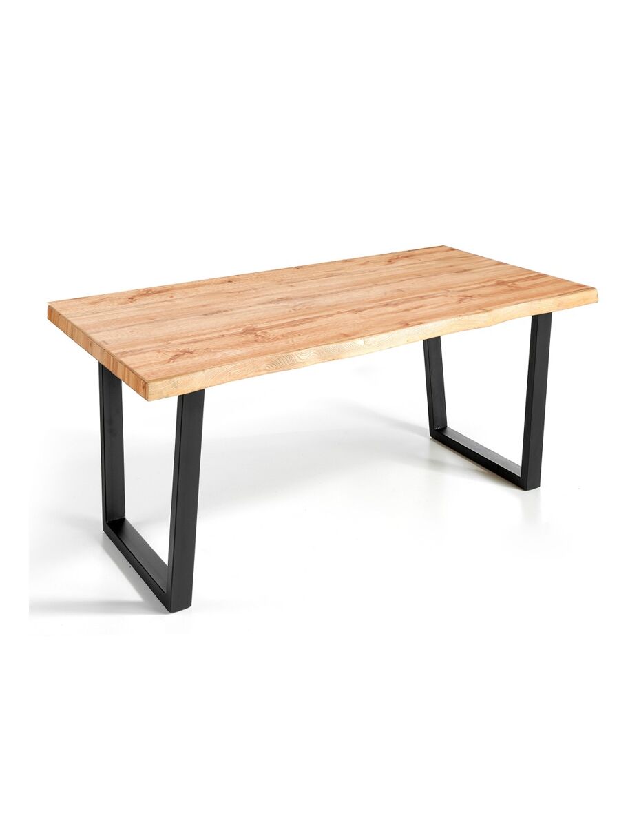 Mesa comedor fija ALASKA en MDF ROBLE rústico-Patas metal 160x90