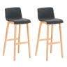 Juego de 2 taburetes de bar Hover, asiento de tela, patas de madera de haya natural Gris oscuro 46X41X102 cm