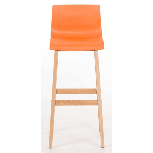 Juego de 2 taburetes de bar Hover Asiento de plástico Base de cuatro patas Natura Madera Naranja 46X41X102 cm