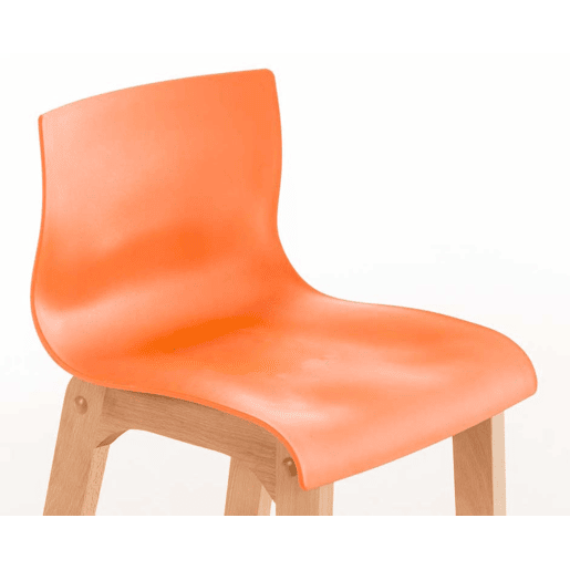 Juego de 2 taburetes de bar Hover Asiento de plástico Base de cuatro patas Natura Madera Naranja 46X41X102 cm